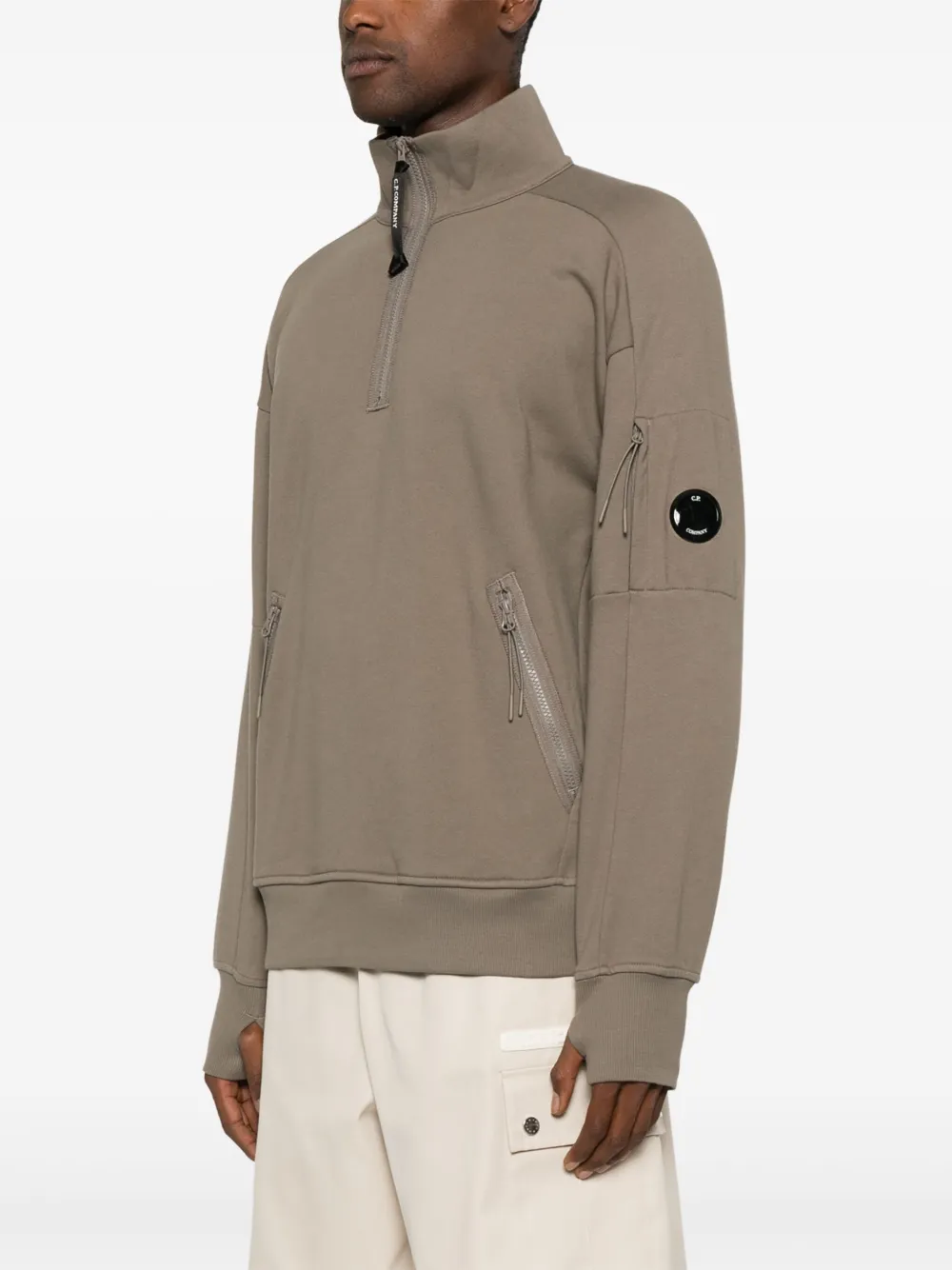 C.P. Company Sweater met Lens-detail Groen