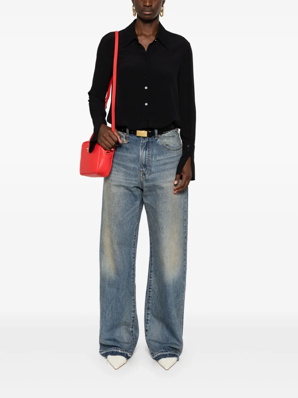 Patrizia Pepe Blouse met geplooid detail - Zwart