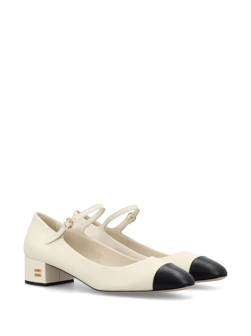 Miu Miu 35mm two-tone leather pumps - Beige