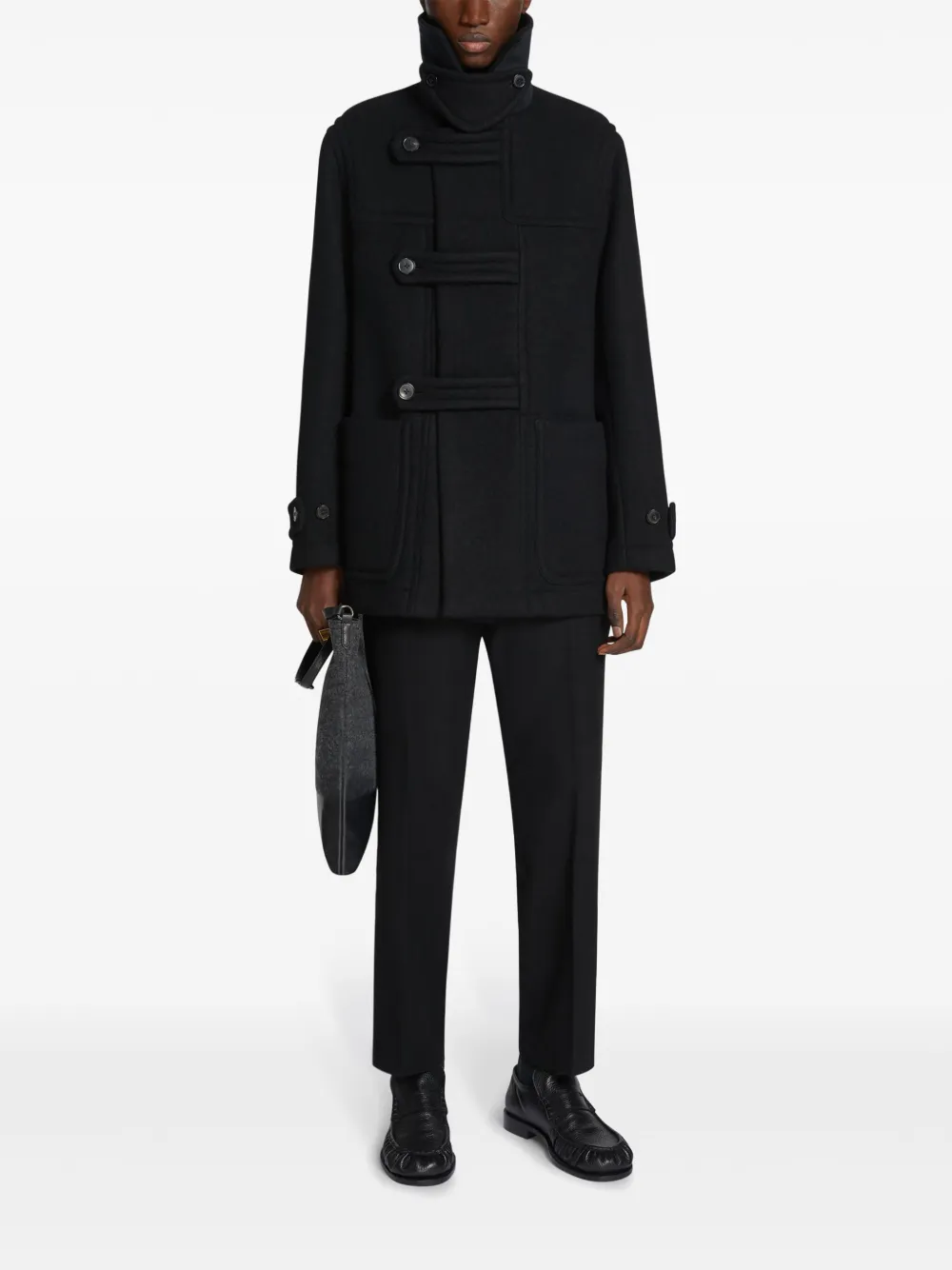 DRIES VAN NOTEN Wollen skinny cropped broek - Zwart