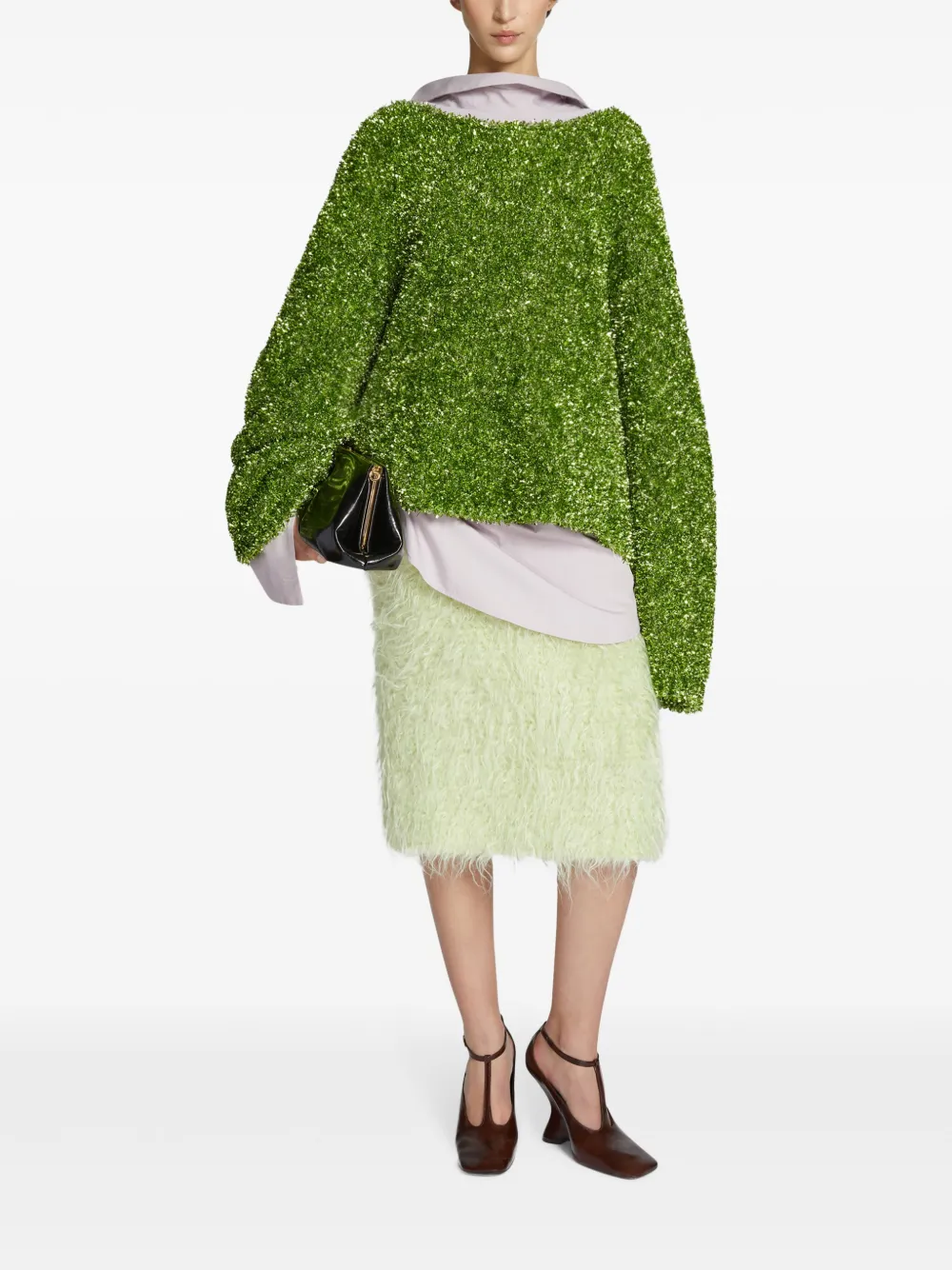 DRIES VAN NOTEN Mohair kokerrok - Groen