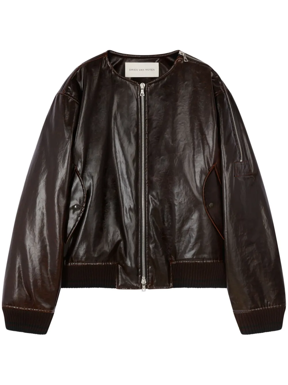 DRIES VAN NOTEN cotton bomber jacket - Brown