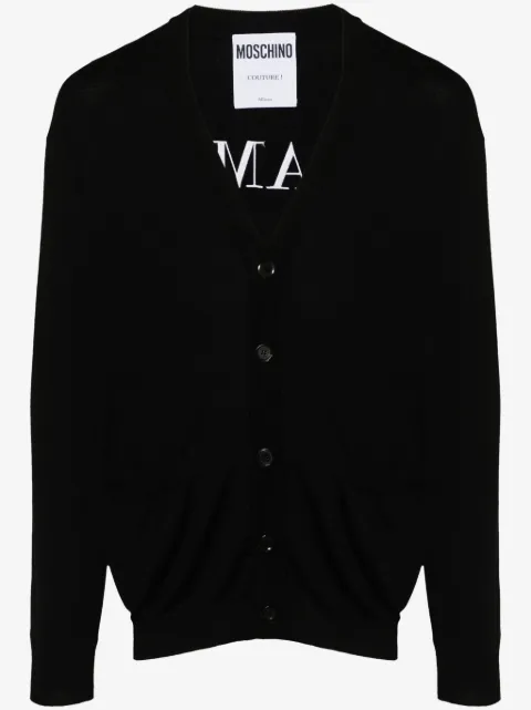 Moschino slogan-embroidered cardigan