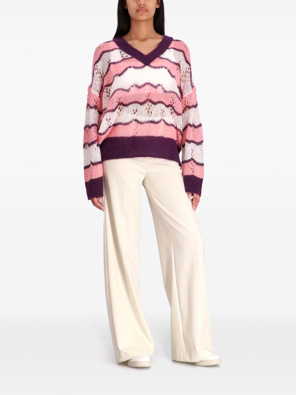 Shop Hugo Boss Fornello Open-knit Jumper In Pink