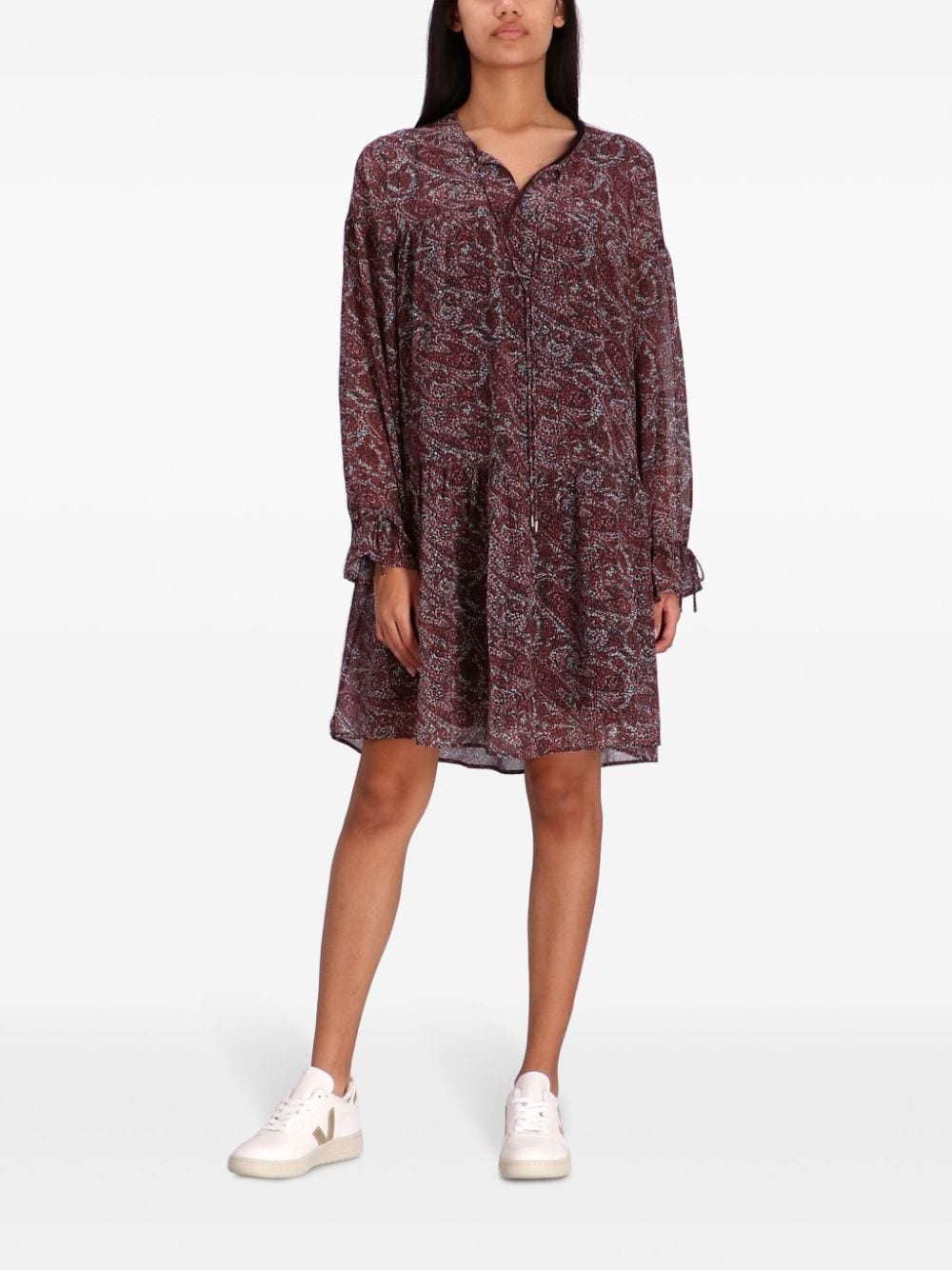 Shop Hugo Boss Diveno Paisley-print Dress In Red