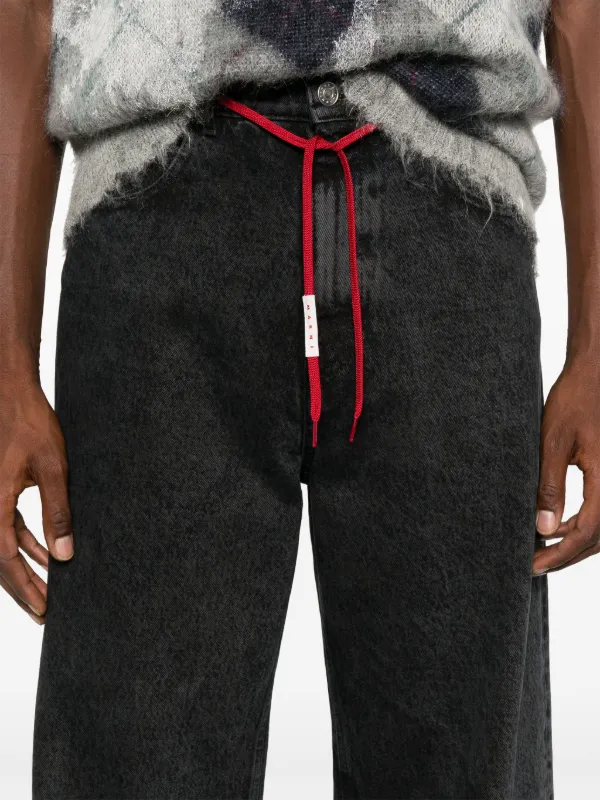 Marni marble-dyed wide-leg Jeans | Black | FARFETCH