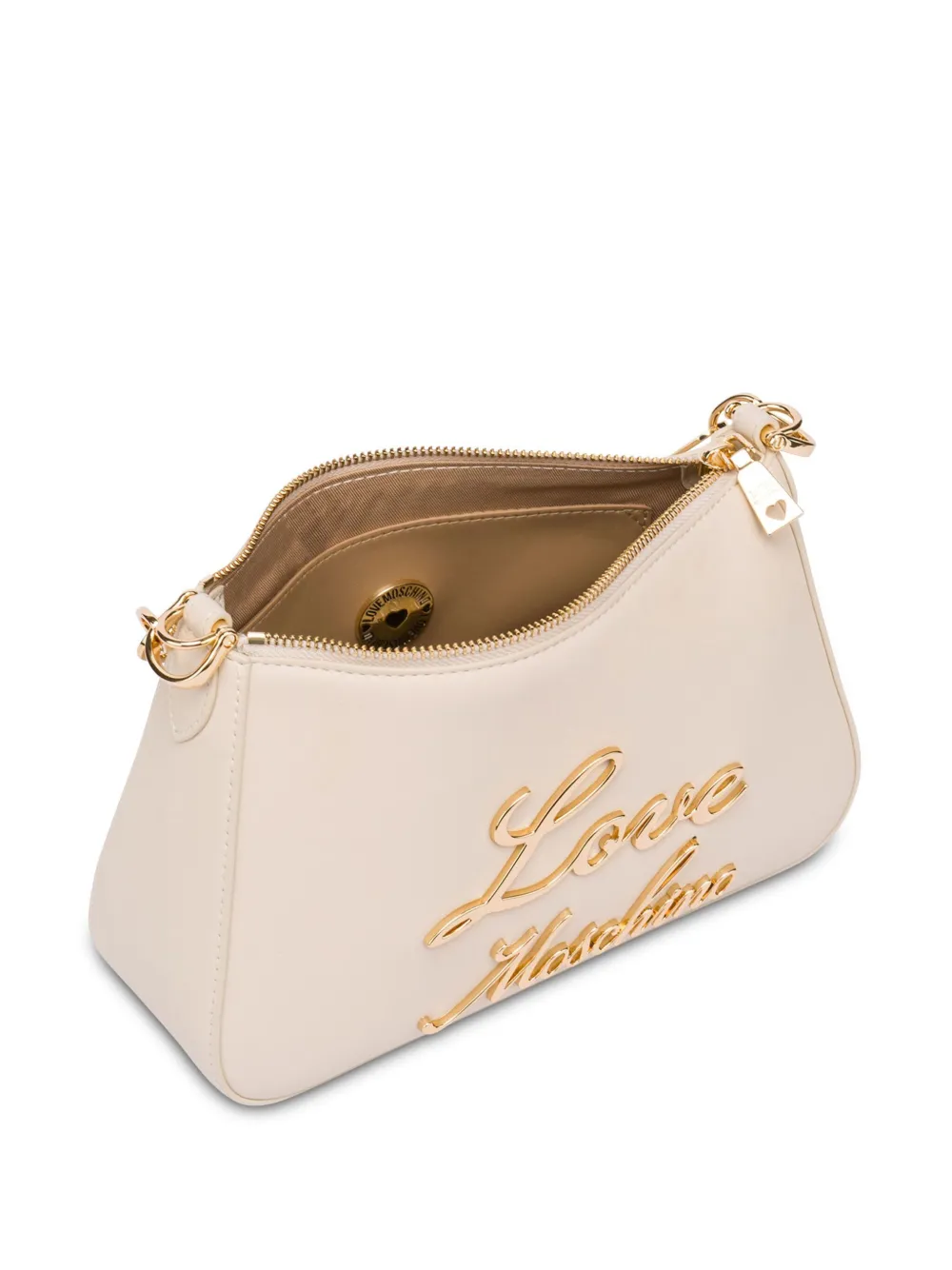 Love Moschino Schoudertas met logoplakkaat Beige