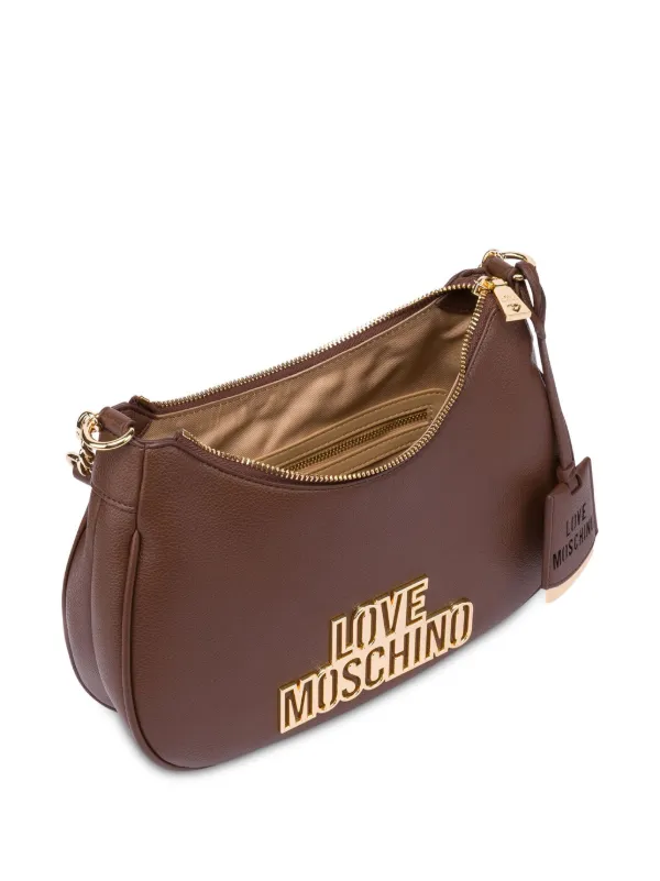 Love Moschino logo plaque Shoulder Bag Brown FARFETCH UK