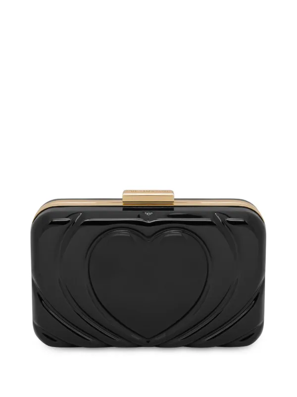 Love Moschino heart embossed Clutch Bag Black FARFETCH CA