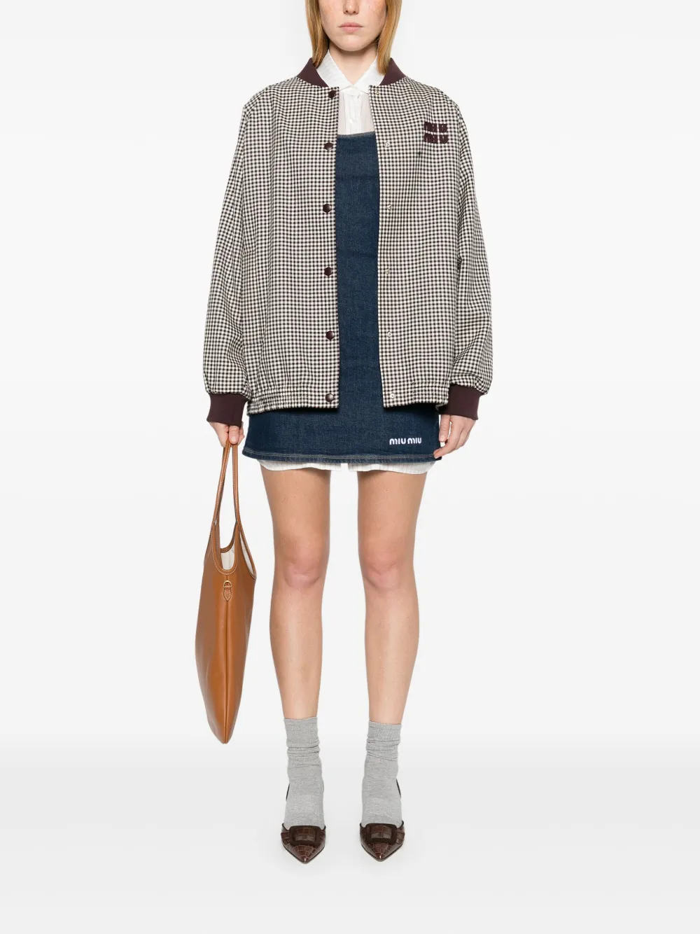 Miu Miu Bomberjack met logo-applicatie - Rood