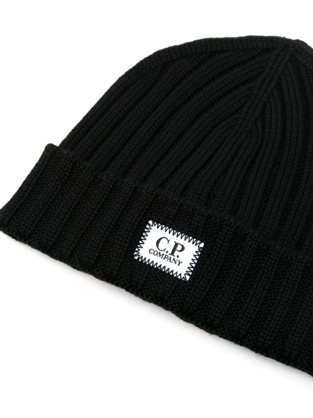 Shop C.p. Company Logo-patch Beanie In Black