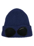 C.P. Company Goggles-detail ribbed beanie - Blue