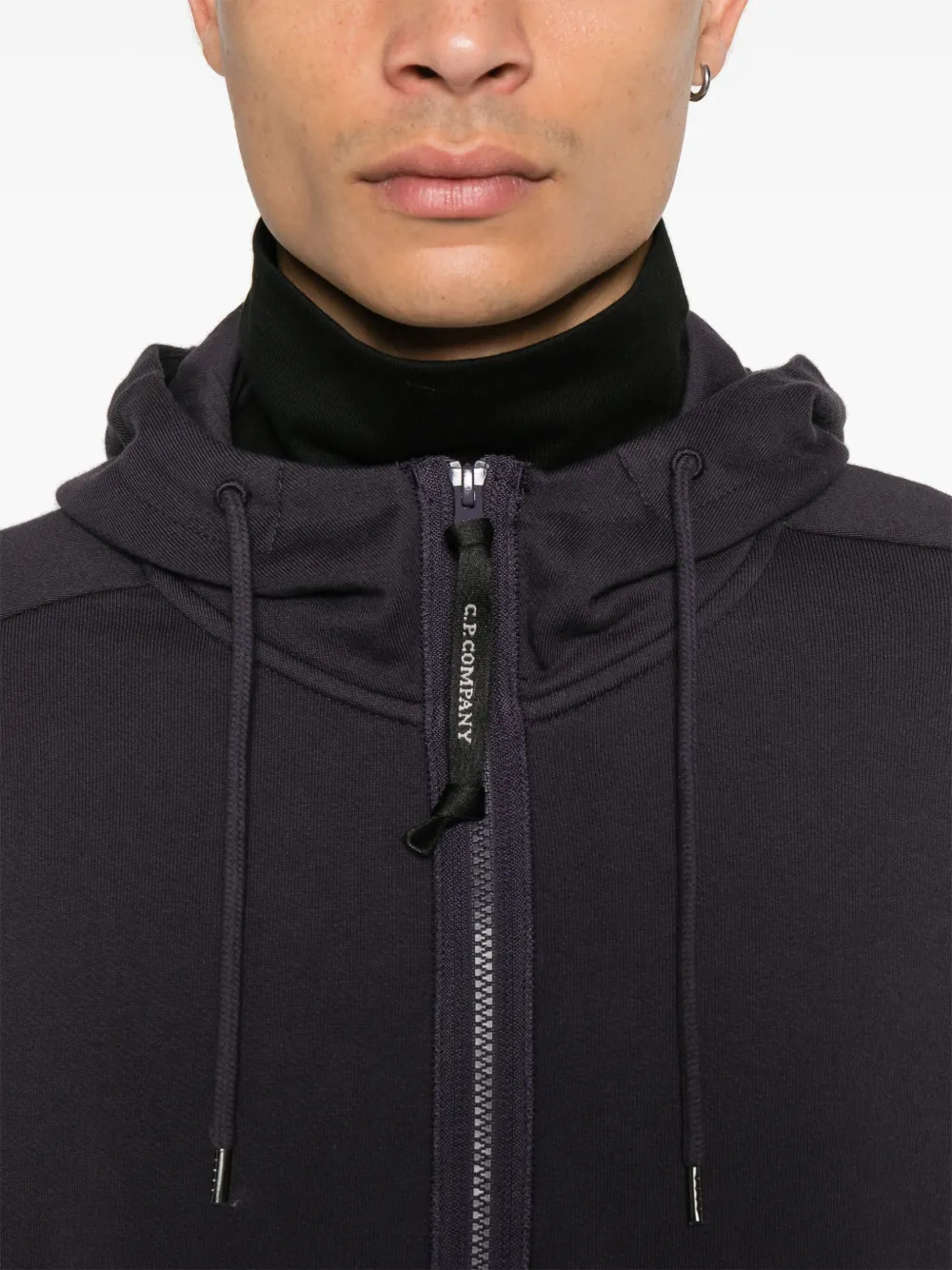 Shop C.p. Company Goggles-detail Zip-up Hoodie In Blue