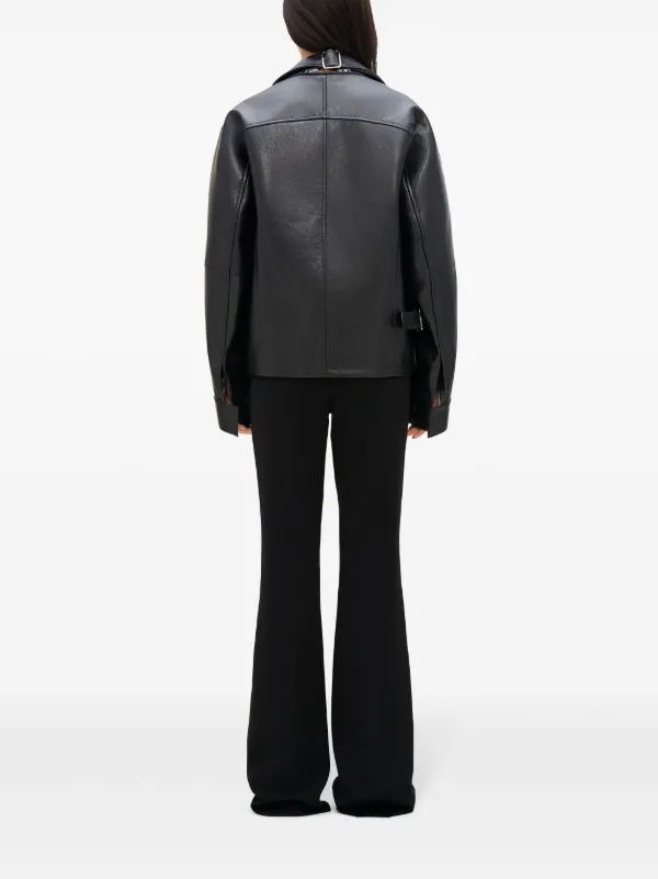 Courrèges Leather Biker Jacket | Black | FARFETCH