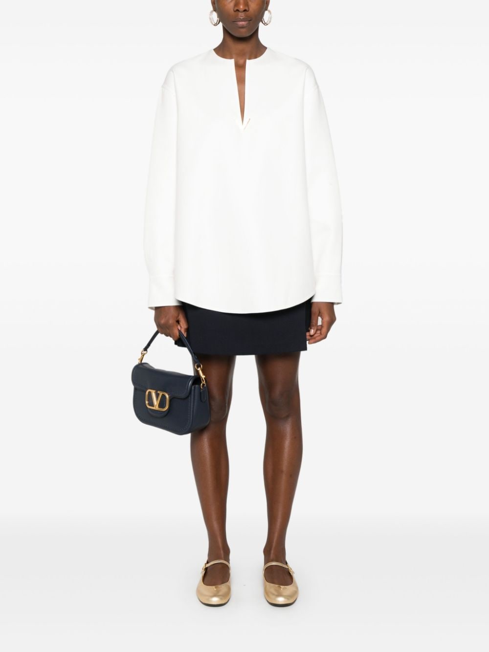 Shop Valentino Vgold-embellished Top In White