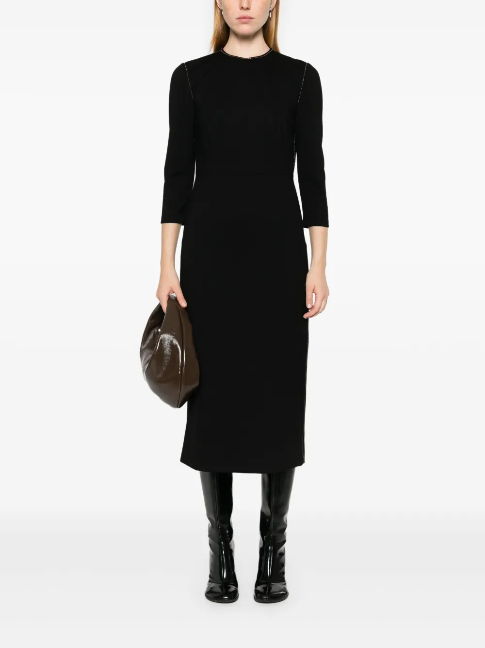 Fabiana Filippi beaded trim-detail midi dress - Zwart