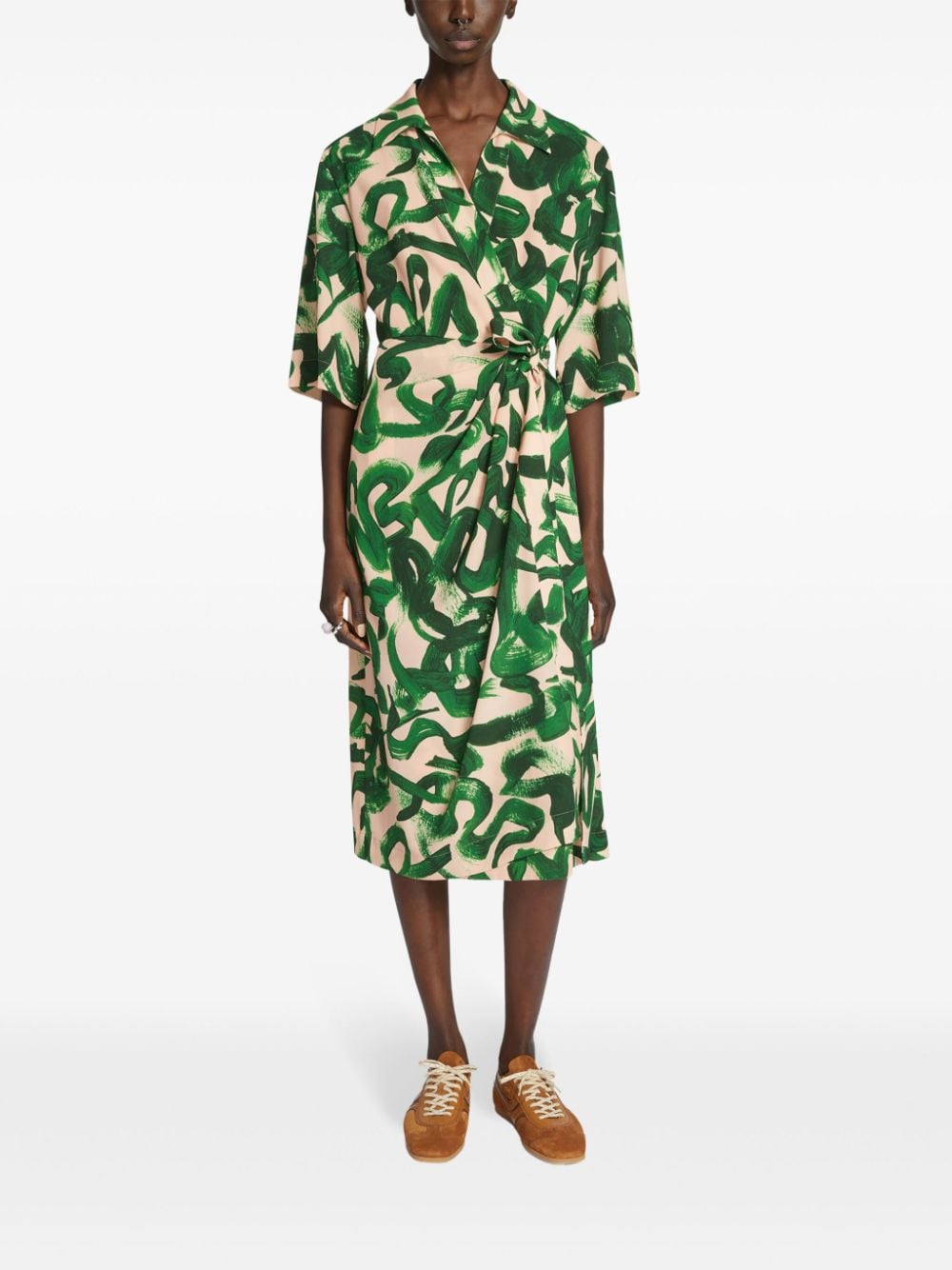 DRIES VAN NOTEN Midi-jurk met bloemenprint - Groen