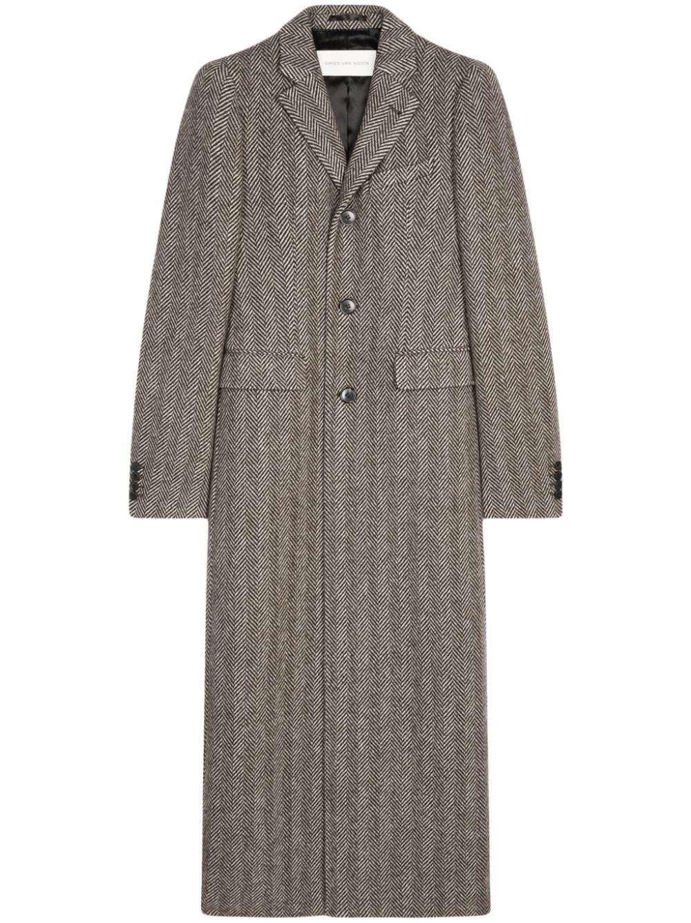 DRIES VAN NOTEN herringbone coat - Brown