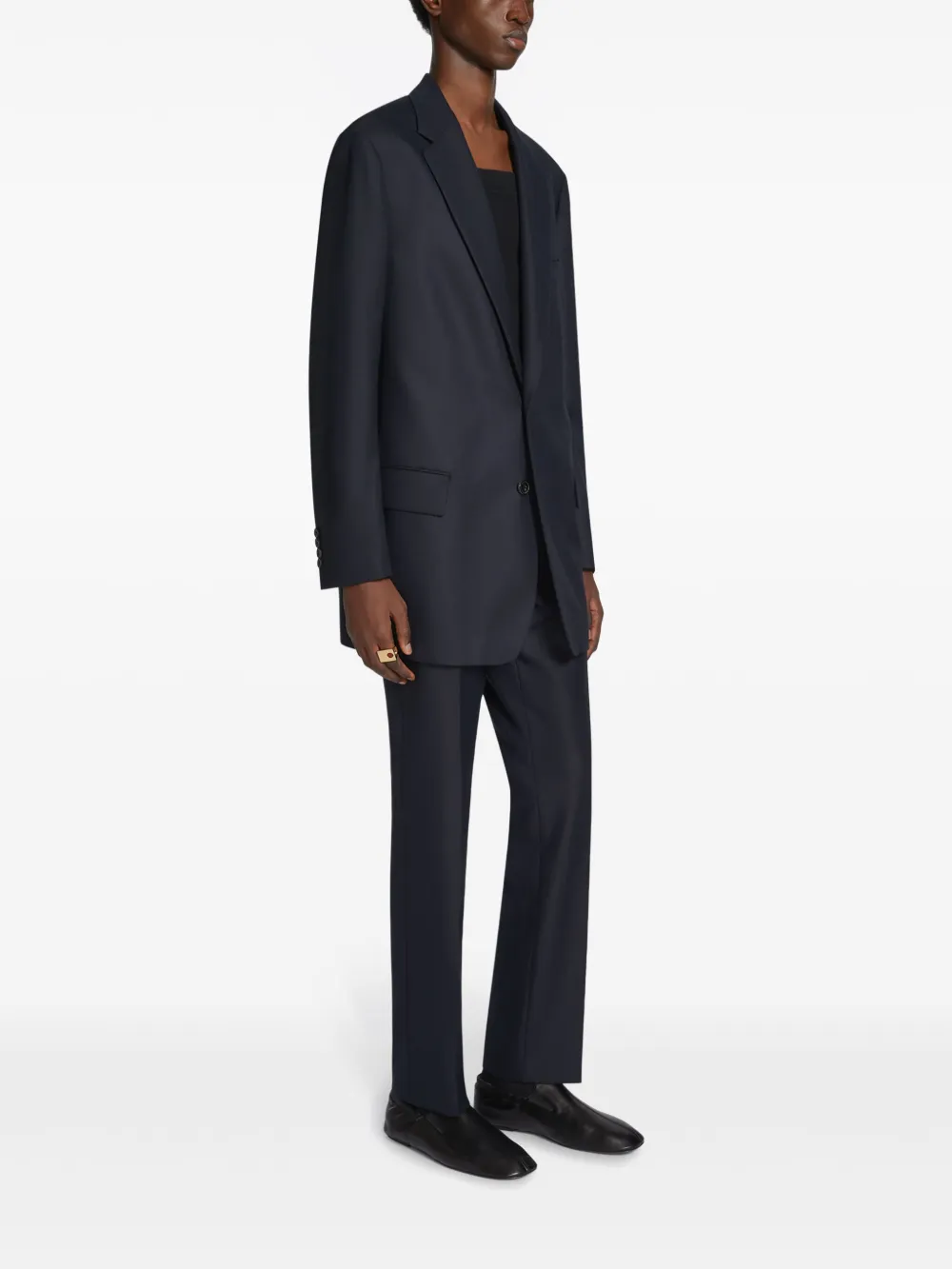 DRIES VAN NOTEN Plooibroek met toelopende pijpen Blauw