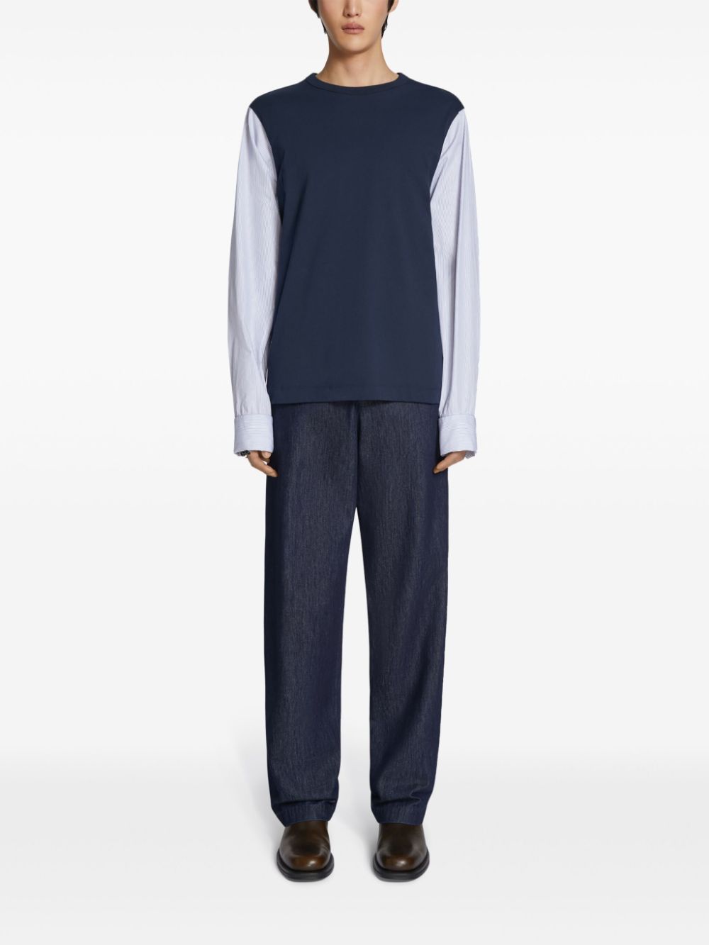 Shop Dries Van Noten Cuff-sleeve T-shirt In Blue