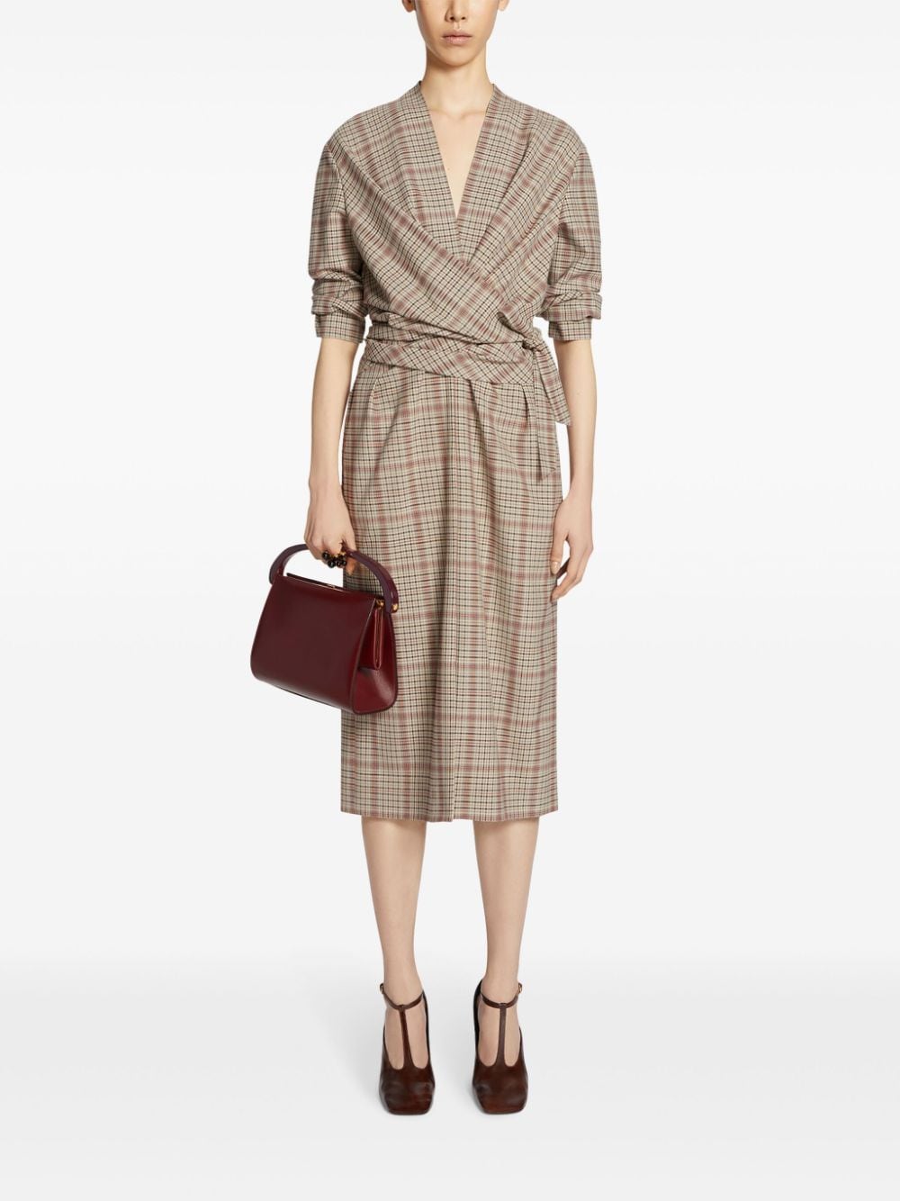 DRIES VAN NOTEN Geruite midi-jurk - Beige