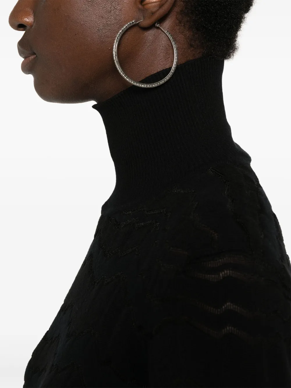 Shop Missoni Zigzag Turtleneck Sweater In Black