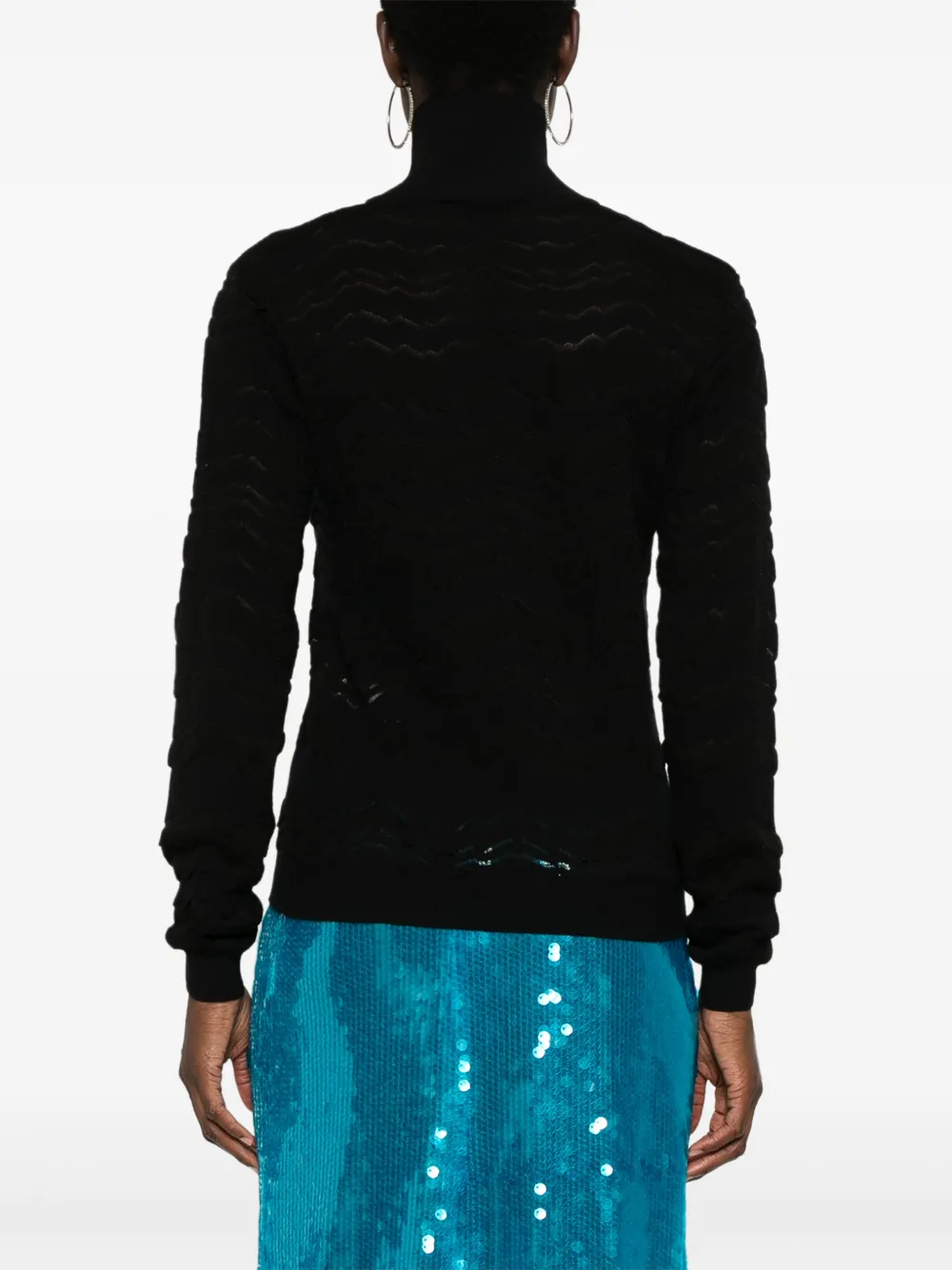 Shop Missoni Zigzag Turtleneck Sweater In Black