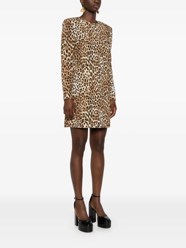 Moschino Vestido Corto Con Estampado De Leopardo Marrón FARFETCH CO