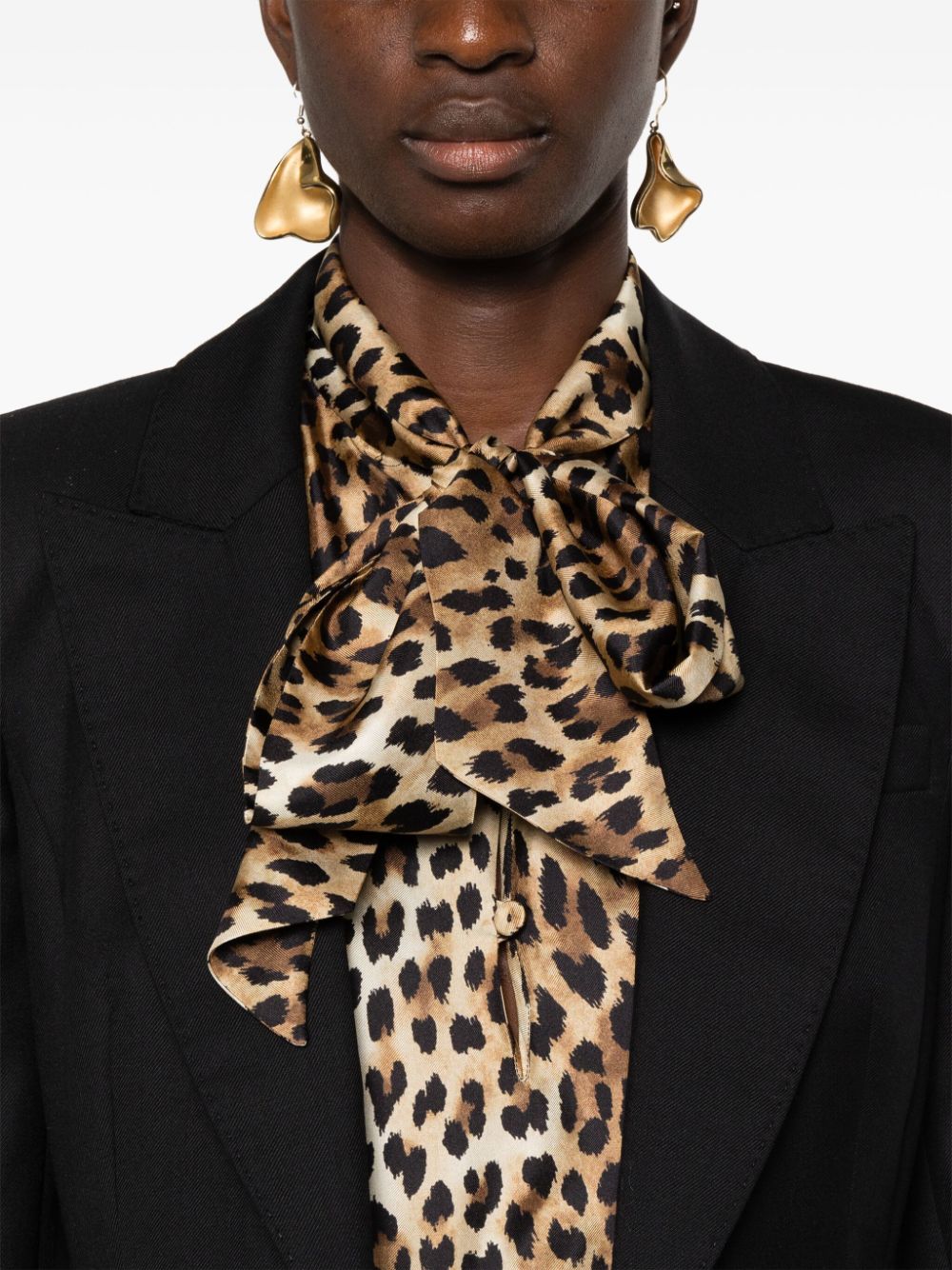 Shop Moschino Leopard-print Blouse In Brown