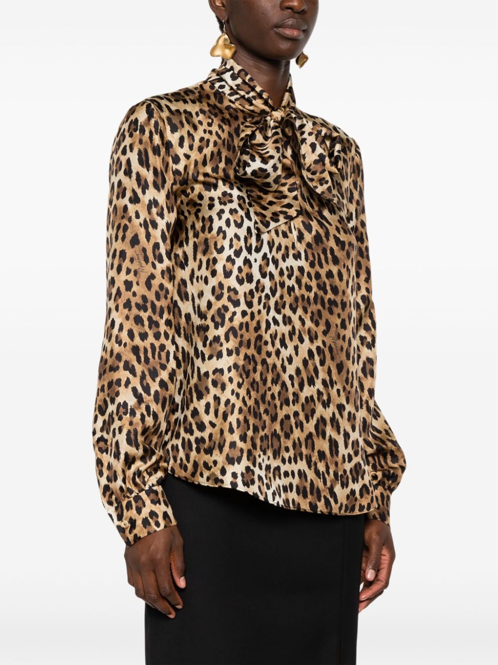 Shop Moschino Leopard-print Blouse In Brown