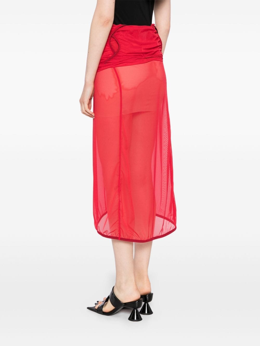 Shop Johanna Parv Mesh Midi Skirt In Red