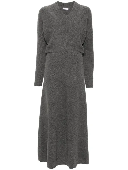 Robe en maille nervurée à coupe longue - Brunello Cucinelli - Modalova