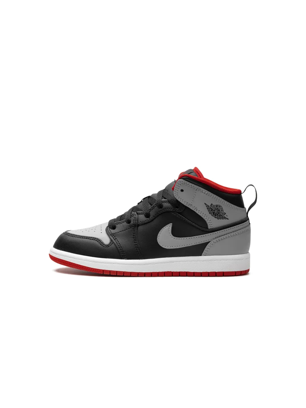 Jordan Kids Air 1 Mid "Black Grey Red" sneakers Zwart