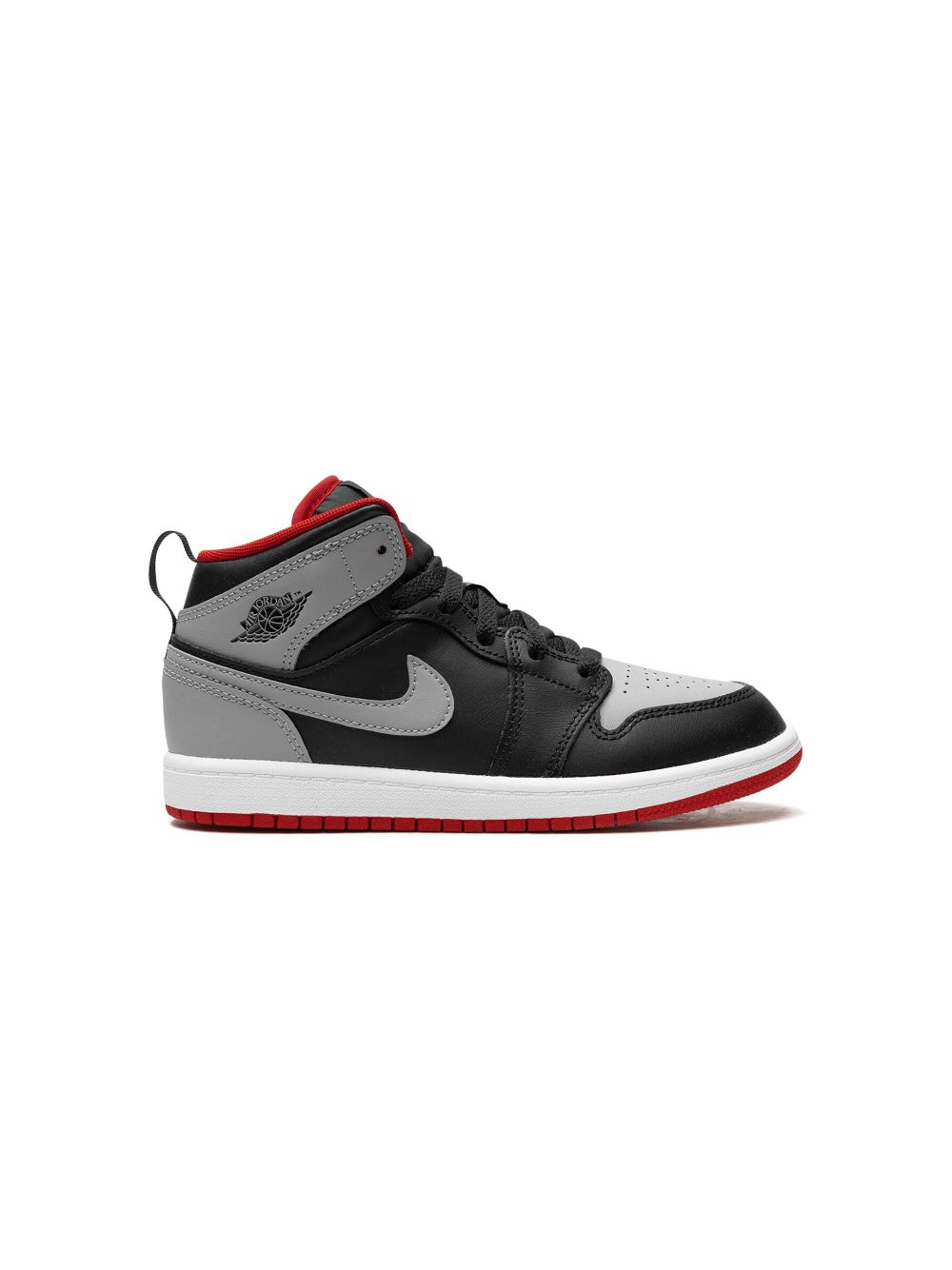 Jordan Kids Air 1 Mid "Black/Grey/Red" sneakers - Zwart