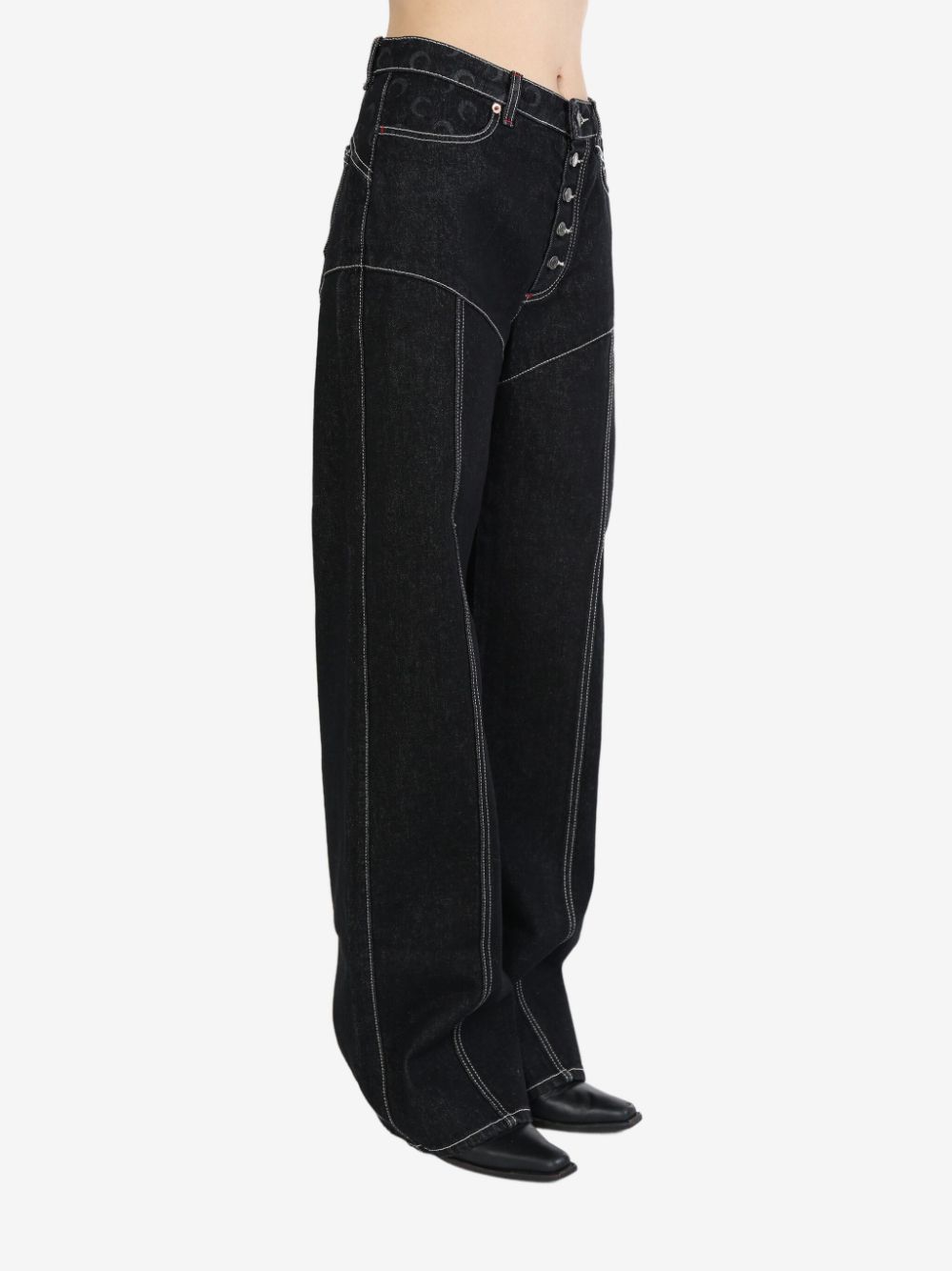 Shop Marine Serre Moon-print Flared Jeans In Black