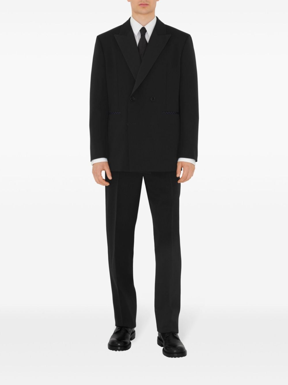 Shop Burberry Wool Tailored Trousers In Black