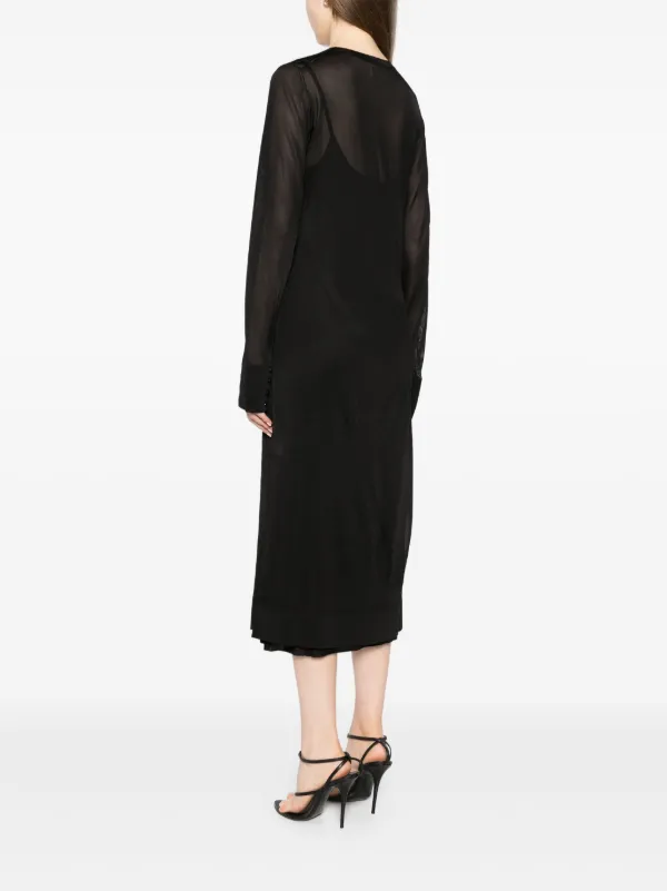 KHAITE semi-sheer Double Layer Dress | Black | FARFETCH