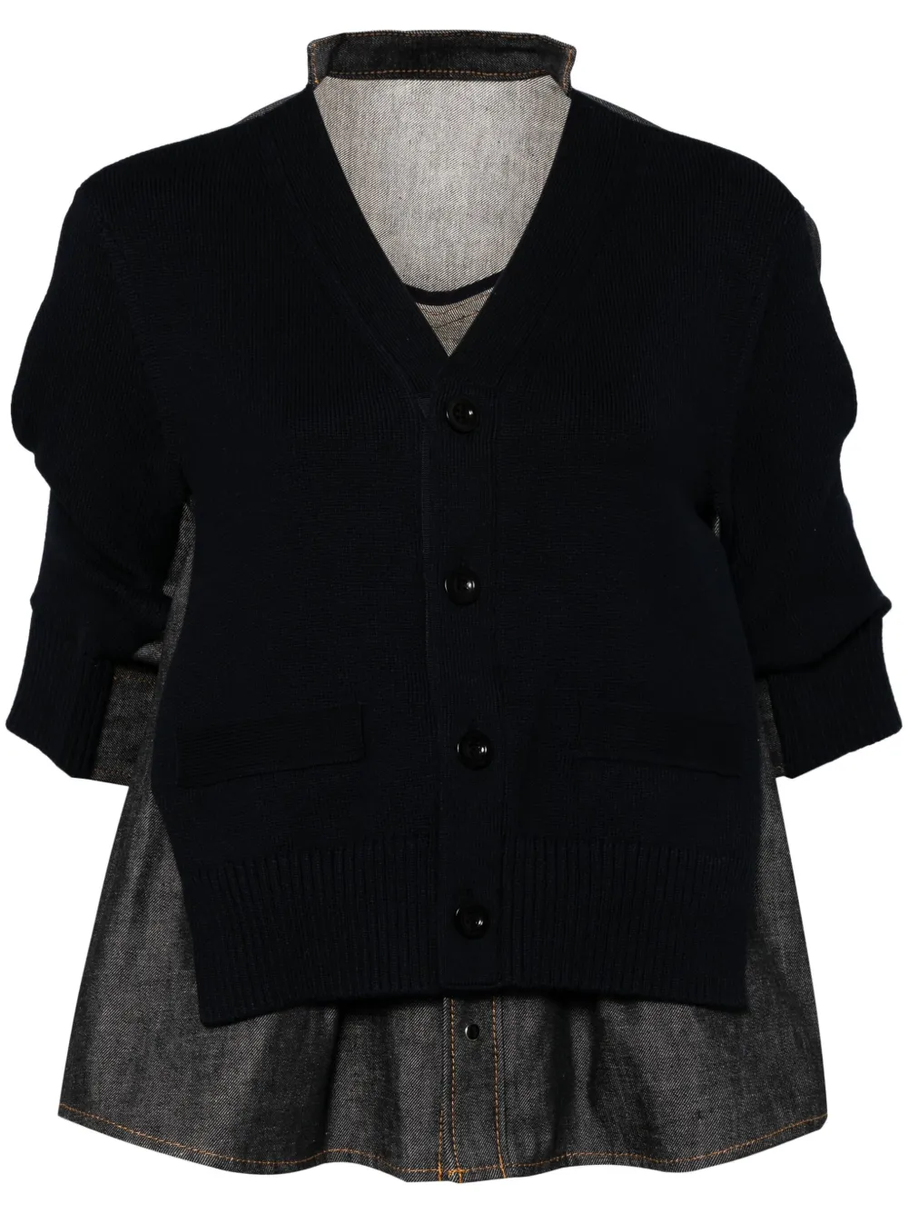 Sacai Denim vest met vlakken Blauw