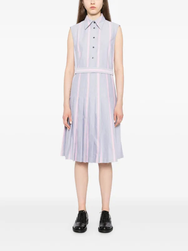 Thom Browne Striped Belted Dress | Grey | FARFETCH