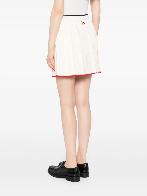 Thom Browne Pleated Knitted Mini Skirt | White | FARFETCH JO