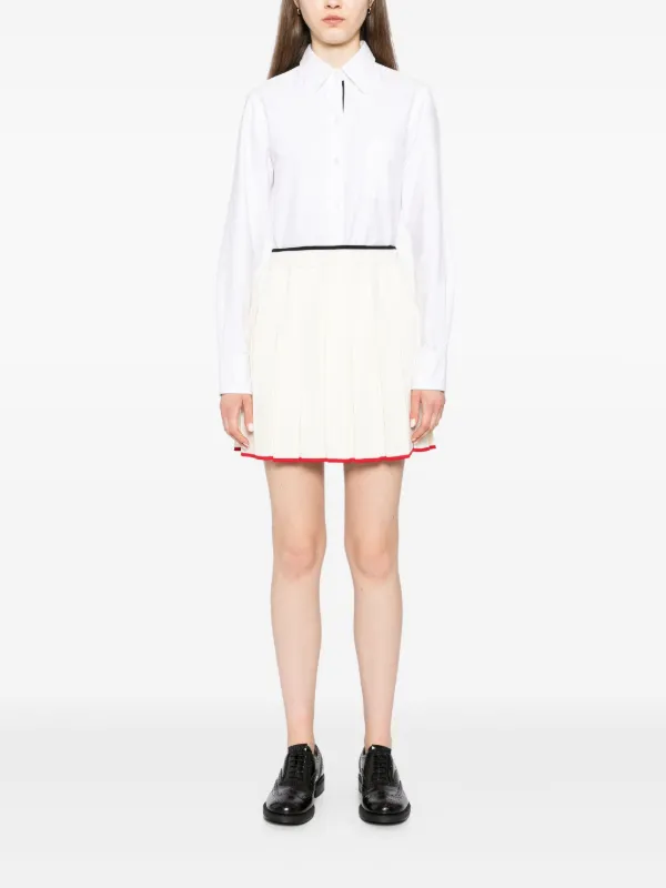 スカート THOM BROWNE Knitted pleated skirt White FKK132BY1037 Thom Browne Pleated Knitted Mini Skirt | White | FARFETCH