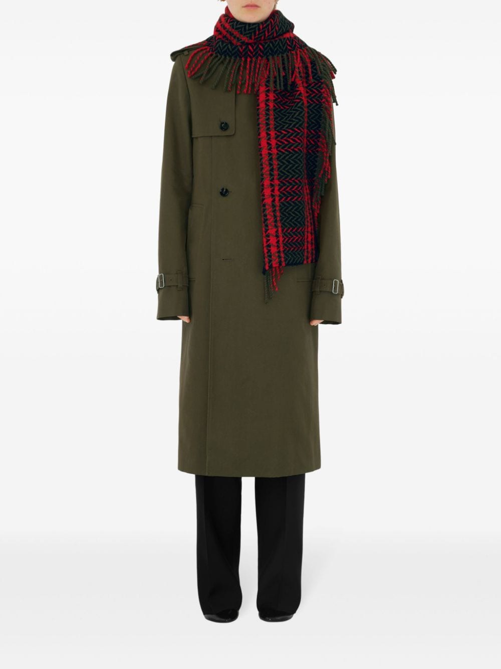 Shop Burberry Check-print Wool Scarf In Red