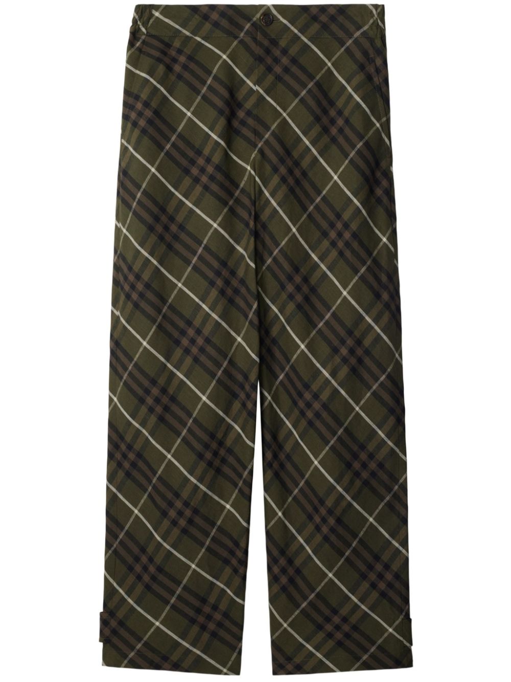 Burberry check-pattern linen tailored trousers - Green