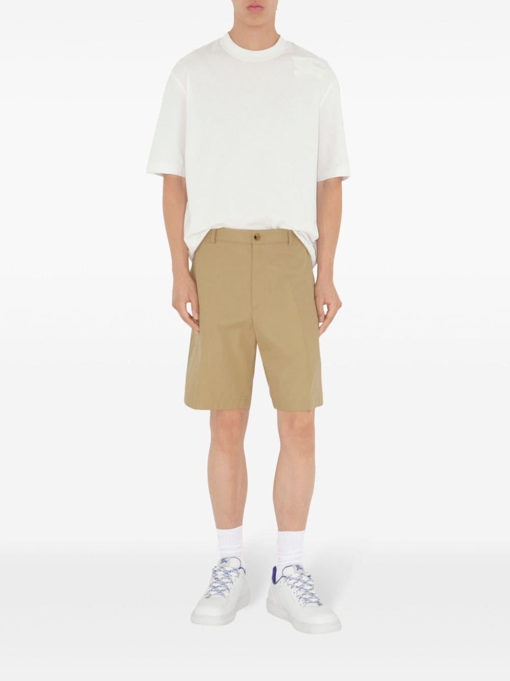 Shop Burberry Cotton Shorts In Neutrals