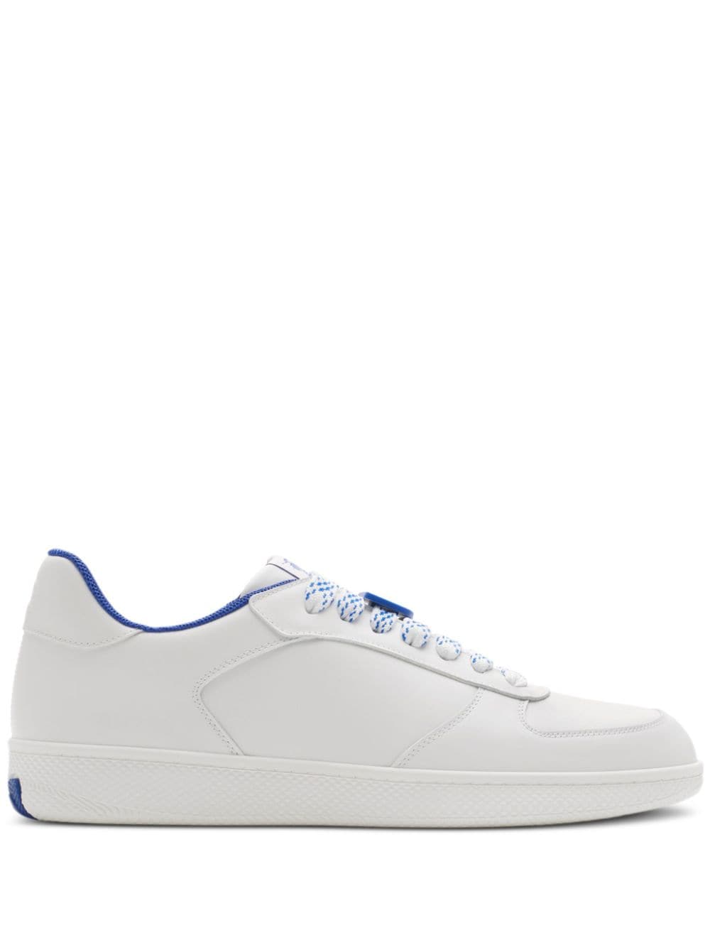 Shop Burberry Terrace Leather Sneakers In White