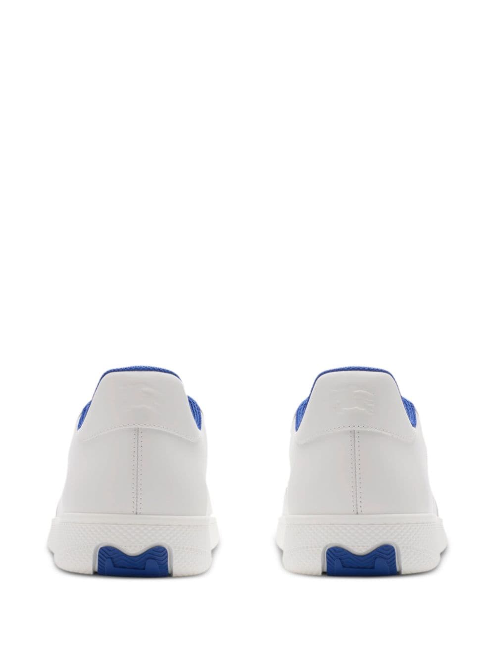 Shop Burberry Terrace Leather Sneakers In White