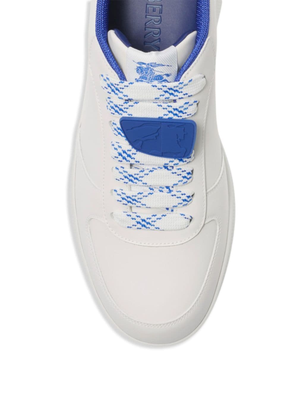 Shop Burberry Terrace Leather Sneakers In White