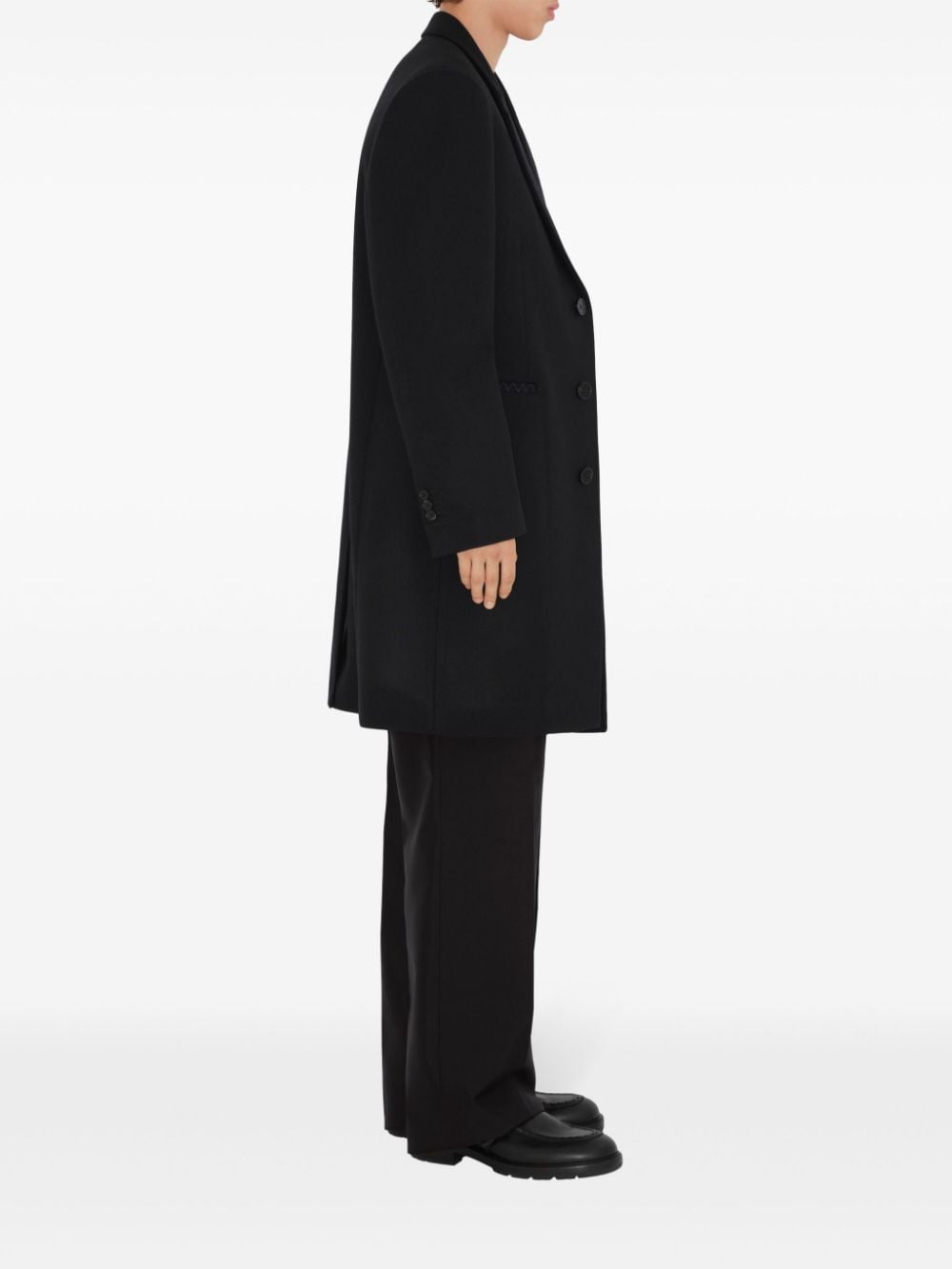 Shop Burberry Wool Coat In Black