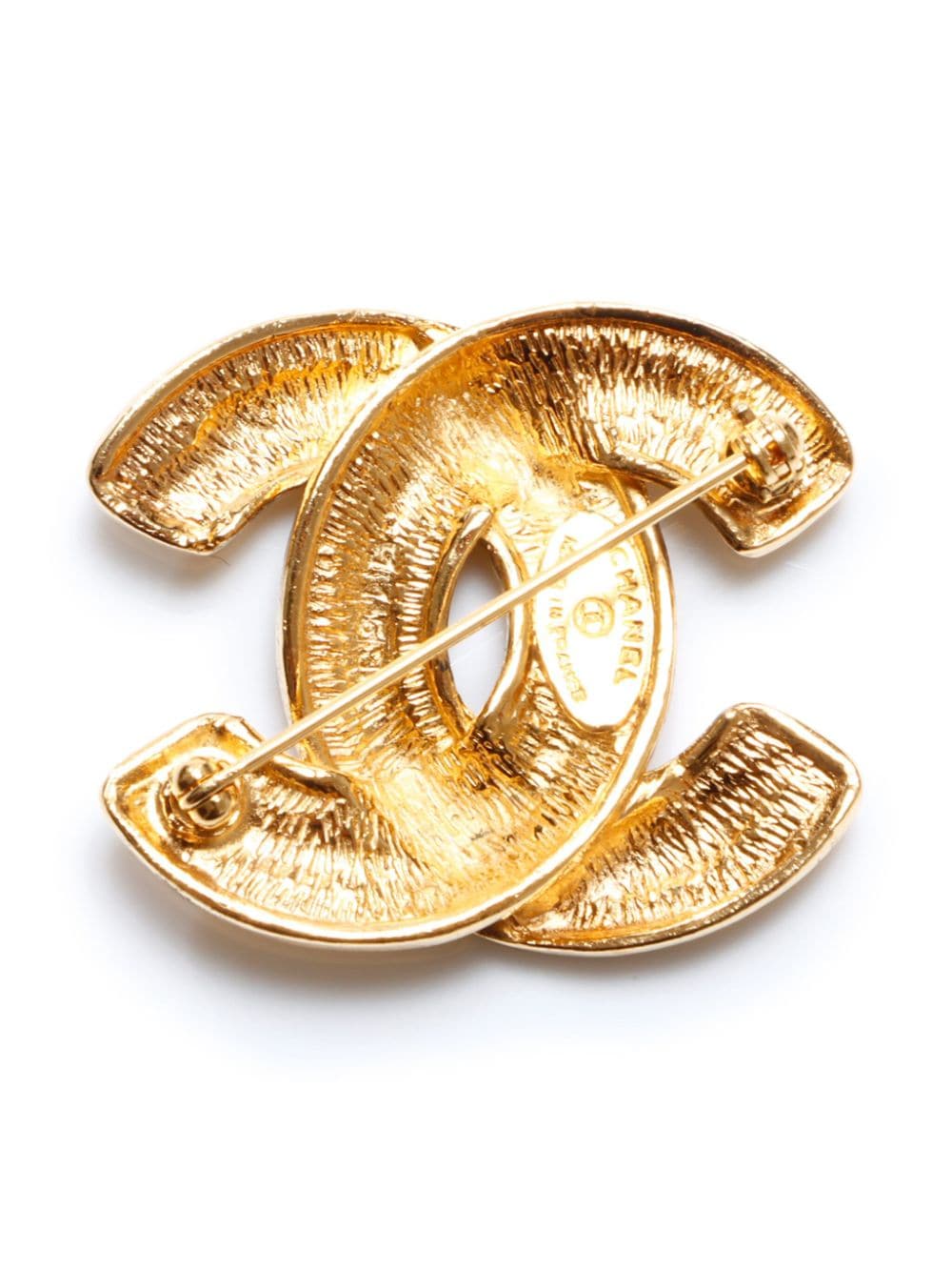 CHANEL Pre-Owned 1990 diamond-quilted CC brooch - Goud