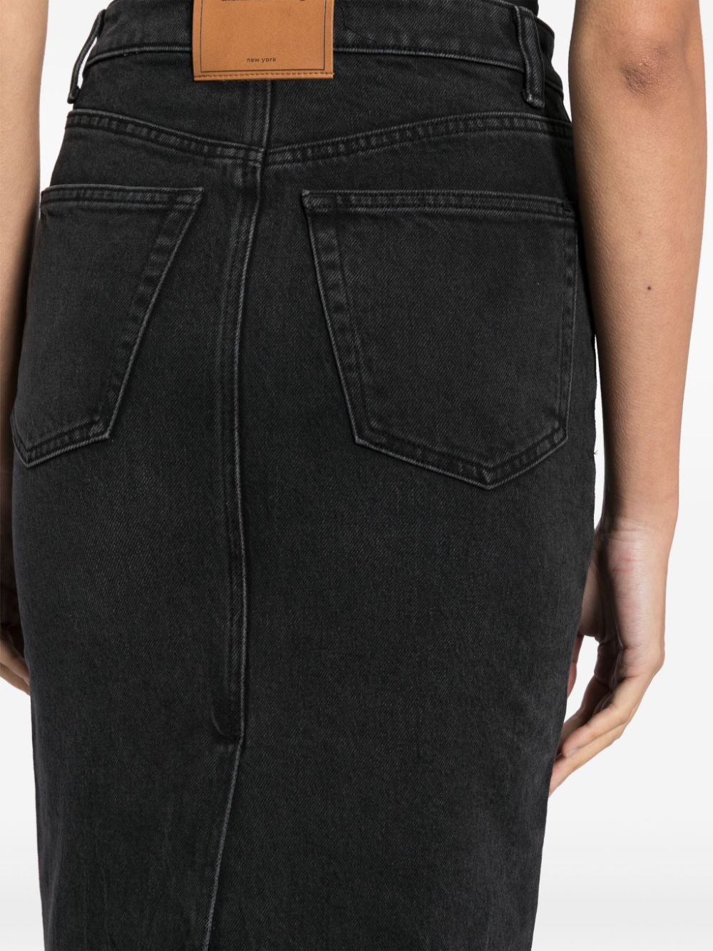 Shop Alexander Wang Appliqué Denim Midi Skirt In Black